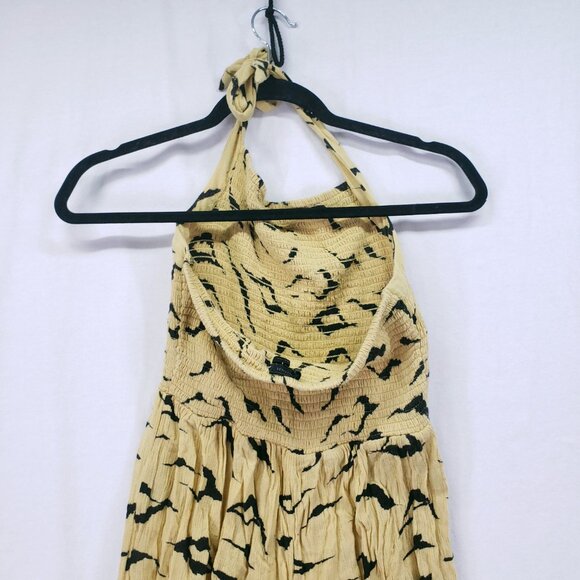 Urban Outfitters Yellow Pattern Y2K Halter Neckline Wide Leg Jumpsuit Size M - Picture 9 of 14